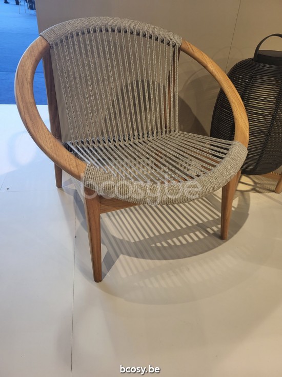 Vincent Sheppard Fauteuil de jardin FRIDA Frida Fauteuil de repos Cadre en Teck non traité Corde Blanc dune Polypropylène.