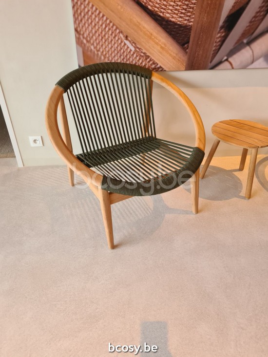Vincent Sheppard Fauteuil de jardin FRIDA Frida Fauteuil de repos Cadre en Teck non traité Corde Vert foncé Polypropylène.