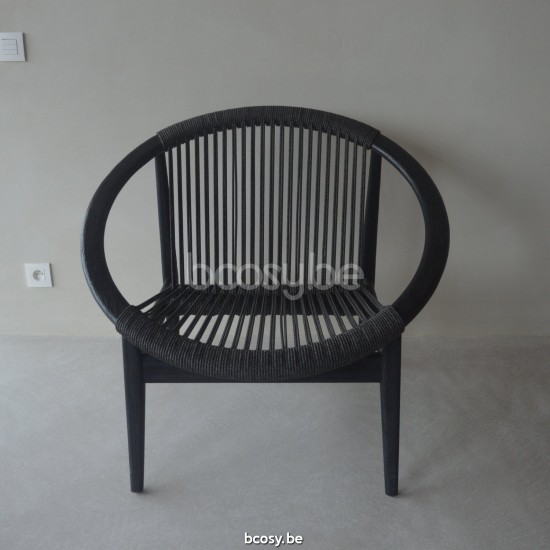 Vincent Sheppard Frida Lounge Set 1 sitz Gartenloungegarnitur Gartencouch Loungegruppe Rahmen aus Gebürstetes Schwarz Teakhol