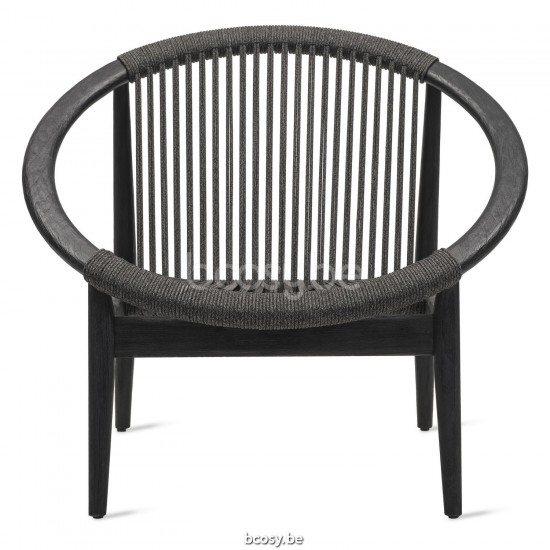 Vincent Sheppard Frida Fauteuil de repos cadre en Teck Noir brossé Corde Onyx noir Polypropylène.