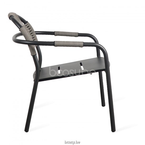 Vincent Sheppard Cleo Fauteuil de repos Cadre en Aluminium Gris fossile Corde Misty Dots Polypropylène.