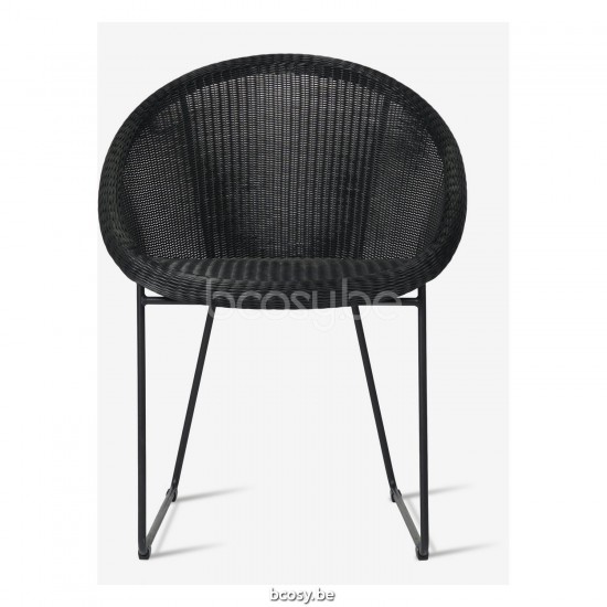 Vincent Sheppard Chaise Gipsy base sled noir Gipsy Chaise de salle à manger noire cadre luge cadre en Acier Noir Tressage Noir Polyéthylène.