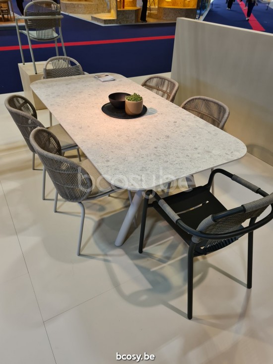 Vincent Sheppard Cleo Lehnstuhl Rahmen aus Fossil Grau Aluminium Misty Dots Seil Polypropylen.