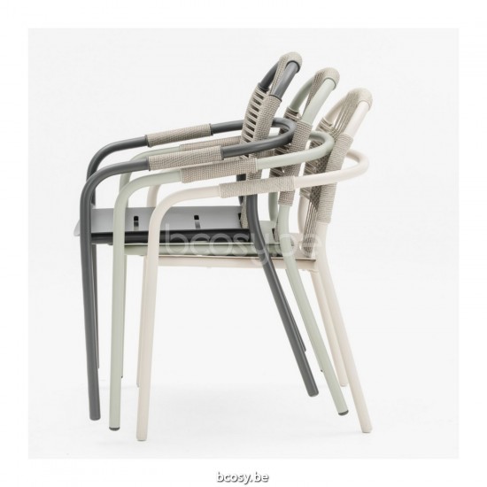 Vincent Sheppard Chaise Cleo blanc Cleo Fauteuil cadre en Aluminium Blanc dune Corde Blanc dune Polypropylène.