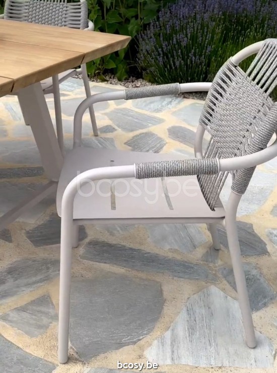 Vincent Sheppard Cleo fauteuils de jardin cadre en Aluminium Blanc dune Corde Blanc dune Polypropylène.