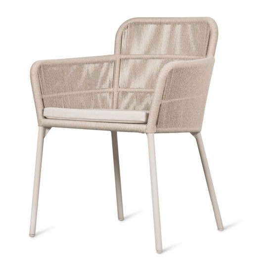  Vincent Sheppard AKARI Fauteuil de jardin Akari Chaise Cadre en Aluminium Blanc dune Corde Flax Polypropylène.