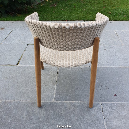 Vincent Sheppard Mona Aussen gartenstuhl gartenstuehle Rahmen aus Unbehandelt Teakholz Alte Spitze Flechtwerk Polyethylen.