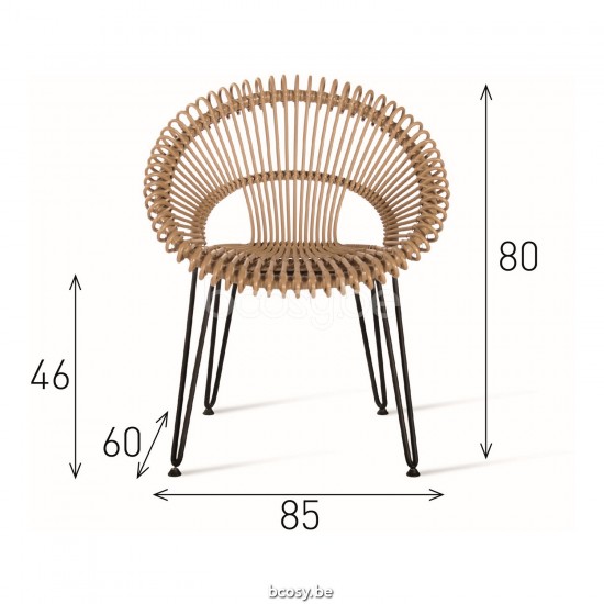 Vincent Sheppard Roxy Dining Chair Black Steel frame Camel Wicker-rope Polyethylene.
