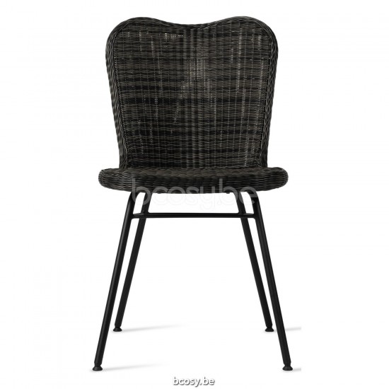 Vincent Sheppard Chaise Lena base A acier Lena Chaise cadre en Acier A Revêtement en poudre noir Tressage Mocca Polyéthylène.