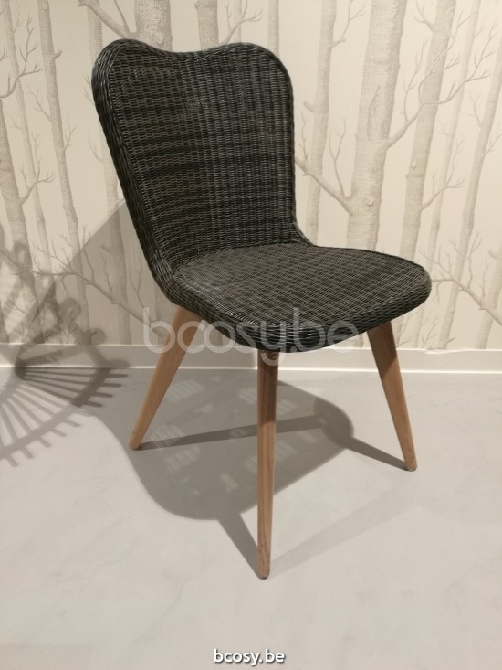 Vincent Sheppard Lena Chaise cadre en Teck Non traité Tressage Mocca Polyéthylène.