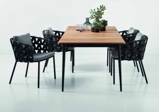 Vincent Sheppard Leo garden outdoor dining armchairs Lava Aluminium frame Lava Rope Acrylic.