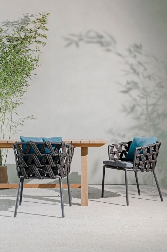 Vincent Sheppard Leo Tischstuhl Leo Stuhl Rahmen aus Lava Aluminium Lava Seil Acryl.