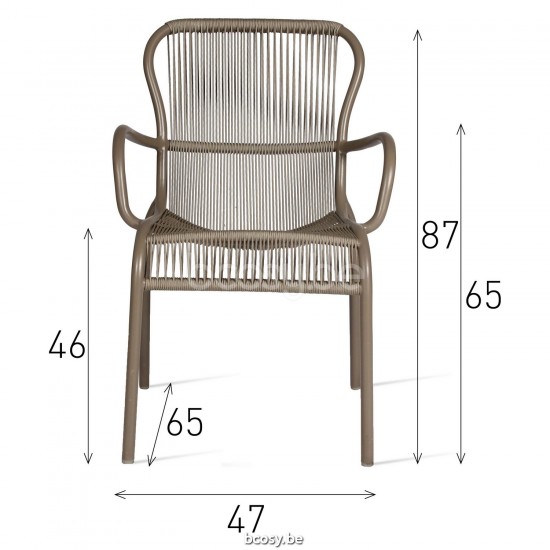 Vincent Sheppard Loop Dining Chair Taupe Aluminium frame Taupe Crochet Polypropylene.
