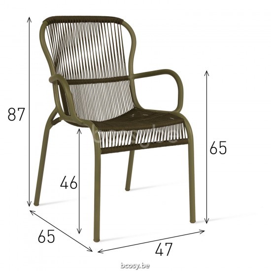 Vincent Sheppard Loop Dining Chair Moss Aluminium frame Moss Crochet Polypropylene.