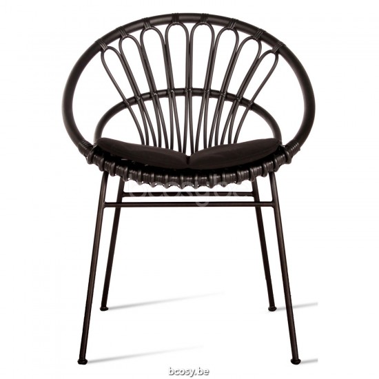 Vincent Sheppard Roxanne Stoel Zwart Stalen frame Zwart Wicker koord Polyethyleen.