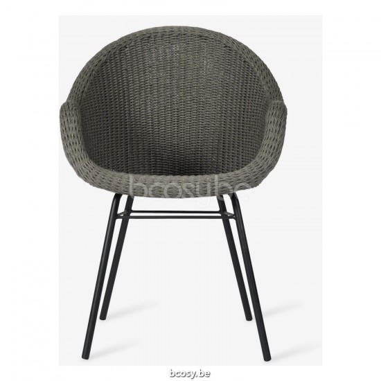 Vincent Sheppard Chaise Edgard base A acier Remi Chaise cadre en Acier A Revêtement en poudre noir Corde Gris fossile Polypropylène.