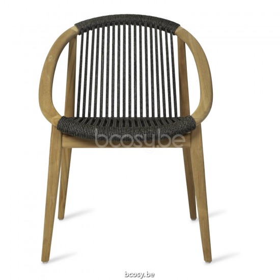 Vincent Sheppard Frida Chaise Cadre en Teck non traité Corde Anthracite-Charbon Polypropylène.