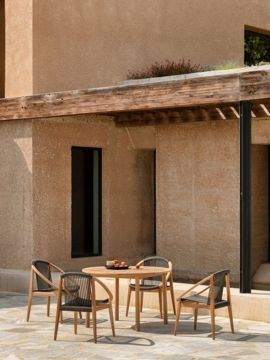 Vincent Sheppard Fauteuil de jardin FRIDA Frida Chaise Cadre en Teck non traité Corde Anthracite-Charbon Polypropylène.