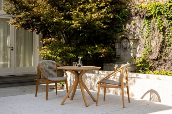 Vincent Sheppard Fauteuil de jardin FRIDA Frida Chaise Cadre en Teck non traité Corde Blanc dune Polypropylène.