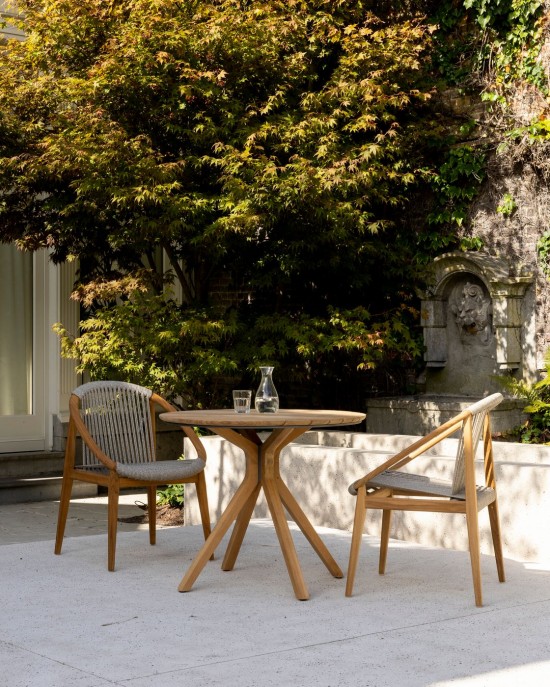 Vincent Sheppard Frida Stuhl Rahmen aus Unbehandeltes Teakholz Dune Weiß Seil Polypropylen.