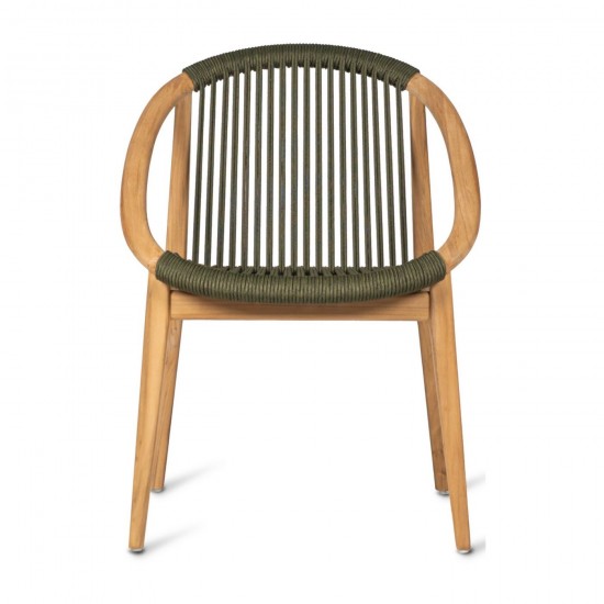 Vincent Sheppard Frida Chaise Cadre en Teck non traité Corde Vert foncé Polypropylène.