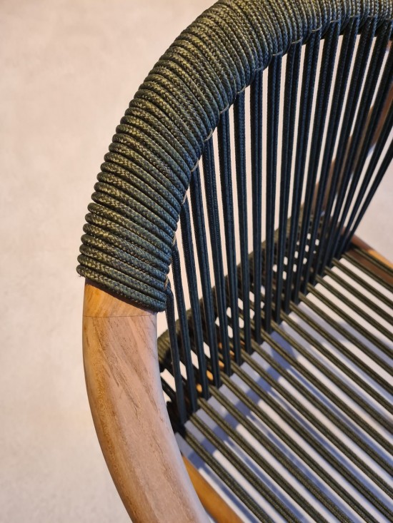 Vincent Sheppard Frida Tuinstoelen Onbehandeld teakhout frame Donkergroen Touw Polypropyleen.