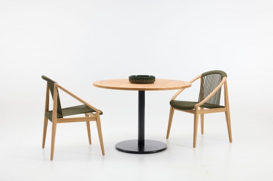 Vincent Sheppard Frida fauteuils de jardin Cadre en Teck non traité Corde Vert foncé Polypropylène.