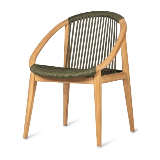 Vincent Sheppard Frida Stoel Onbehandeld teakhout frame Donkergroen Touw Polypropyleen.