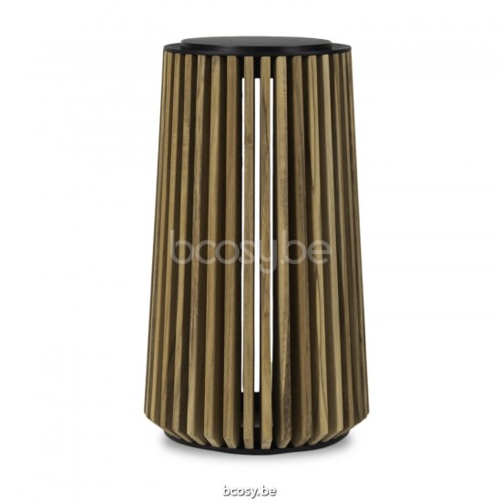 Vincent Sheppard Maya Lamp Groot Zwart Aluminium frame Onbehandeld Teak Houten.