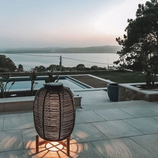 Vincent Sheppard Tika outdoor lanterns Untreated Teak frame Black Wicker-rope Polyethylene.