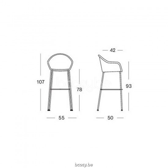 Vincent Sheppard Edgard Bar Stool Black Powder Coated Steel A frame Mocca Wicker Polyethylene.