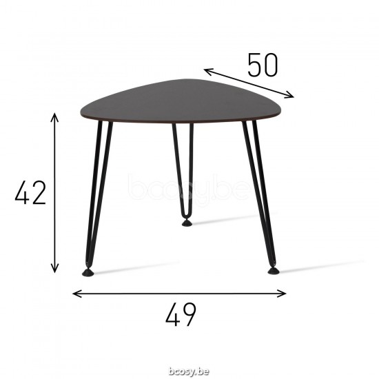 Vincent Sheppard Rozy Side Table Plectrum shape Black Steel frame Black HPL top.