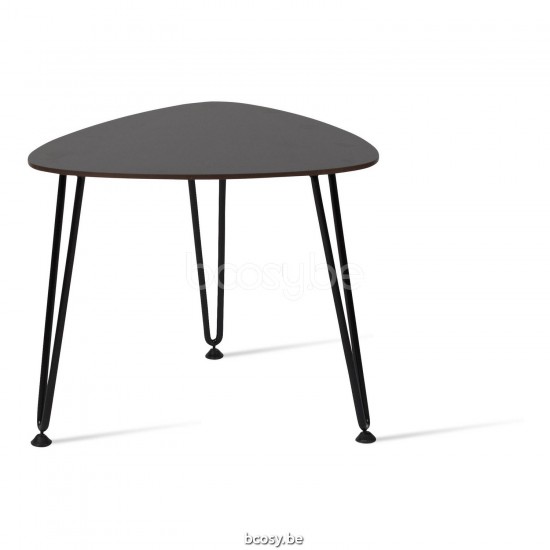Vincent Sheppard Rozy Bijzettafel Plectrum vorm Zwart Stalen frame Zwart HPL Tafelblad.