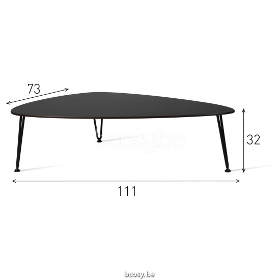 Vincent Sheppard Rozy Coffee Table Plectrum shape Black Steel frame Black HPL top.
