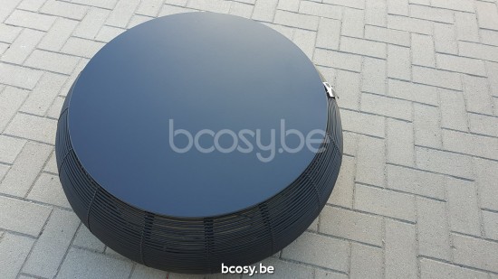 Vincent Sheppard Ivo Runder Couchtisch Dia 93 Schwarz Flechtwerk Polyethylen Tischplatte Schwarz HPL.