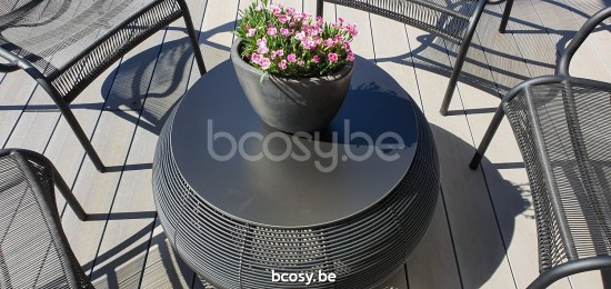 Vincent Sheppard Ivo garden outdoor coffee tables Dia 77 Black Wicker-rope Polyethylene.