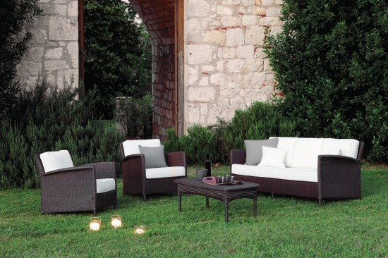 Vincent Sheppard Dovile Table d'appoint de jardin Lloyd Loom Taupe.