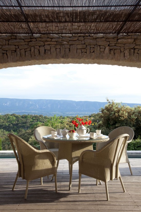 Vincent Sheppard Nimes Runder Garten-Esstisch Dia 110 Nacré Lloyd Loom.