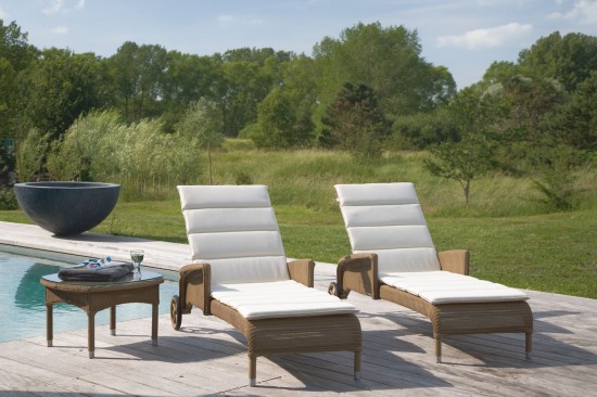 Vincent Sheppard Dovile Table d'appoint de jardin Lloyd Loom Nacré.