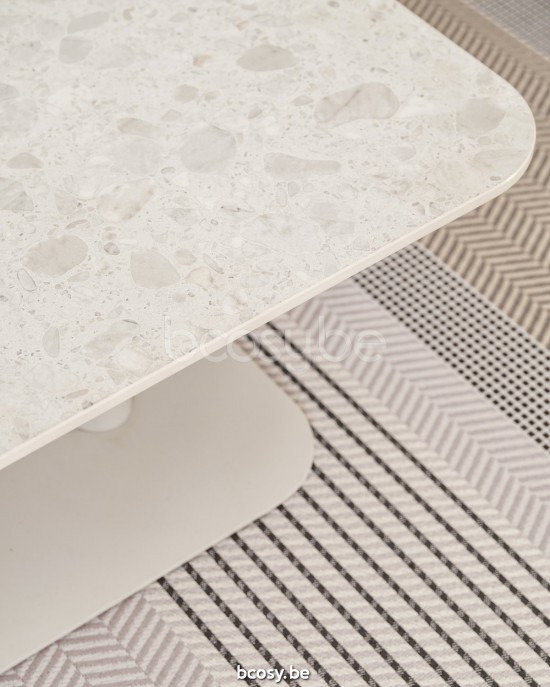 Vincent Sheppard Kodo Table d'appoint de jardin cadre en Aluminium Blanc dune dessus de table Céramique Éclats.