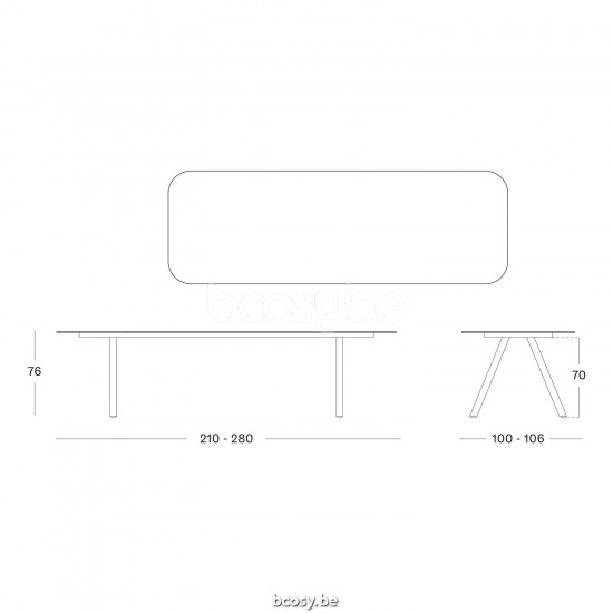 Vincent Sheppard Kodo Garden Dining Table 210x100 Fossil Grey Aluminium frame Flint Ceramic top.