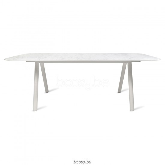 Vincent Sheppard Kodo 210x100 Table de Jardin Cadre en Aluminium Blanc dune dessus de table Céramique Portland.