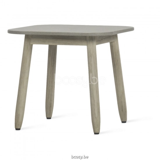 Vincent Sheppard David Tuinbijzettafel 41x41 Verouderd Teak Houten frame Flint Keramiek Tafelblad.