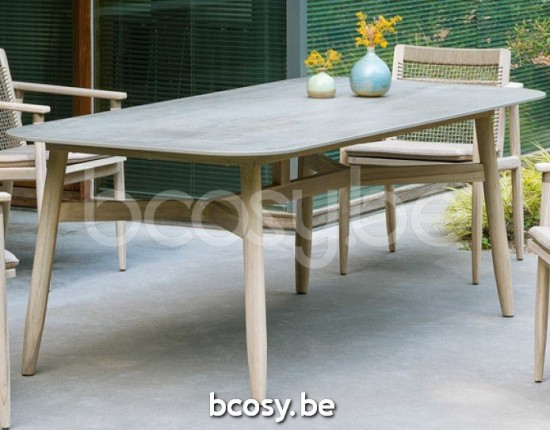 Vincent Sheppard David Tuintafel 280x106 Verouderd Teak Houten frame Flint Keramiek Tafelblad.