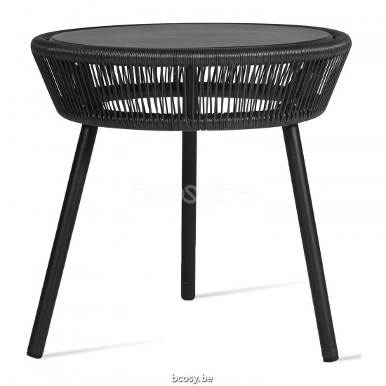 Vincent Sheppard Loop Ronde tuinbijzettafel Zwart Aluminium frame Zwart Wicker Polyethyleen.