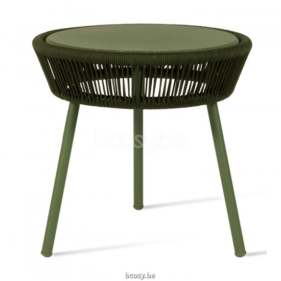 Vincent Sheppard Loop Ronde tuinbijzettafel Moss Aluminium frame Moss Gehaakte Koord Polypropyleen.