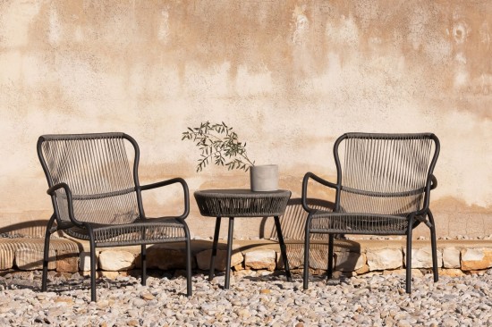 Vincent Sheppard Loop tuinsalontafels bijzettafels koffietafels voor buiten terras Fossil Grey Aluminium frame Fossil Grey To