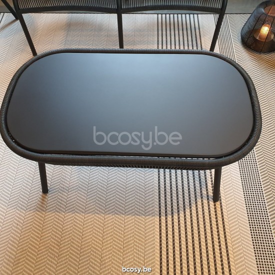 Vincent Sheppard Loop Tuinsalontafel Zwart Aluminium frame.