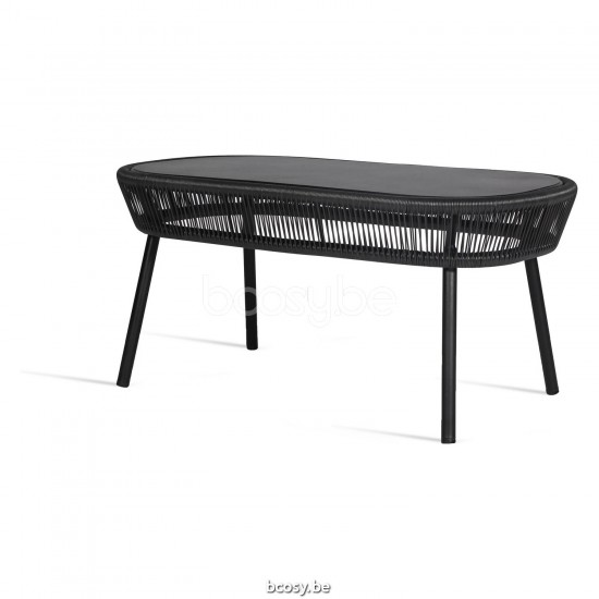 Vincent Sheppard Loop Tuinsalontafel Zwart Aluminium frame Zwart Wicker Polyethyleen.