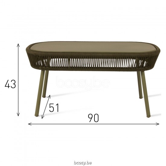 Vincent Sheppard LOOP Table basse Loop Table d'appoint de jardin cadre en Aluminium Gris fossile Corde Gris fossile Polypropylène.